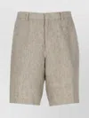 Zegna Straight Linen Bermuda Shorts In White