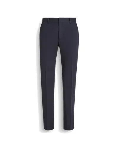 Zegna Pantalon En Coton Bleu Marine In Navy Blue