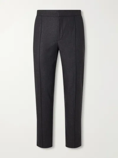 Zegna Straight-leg Wool And Cashmere-blend Twill Trousers In Gray