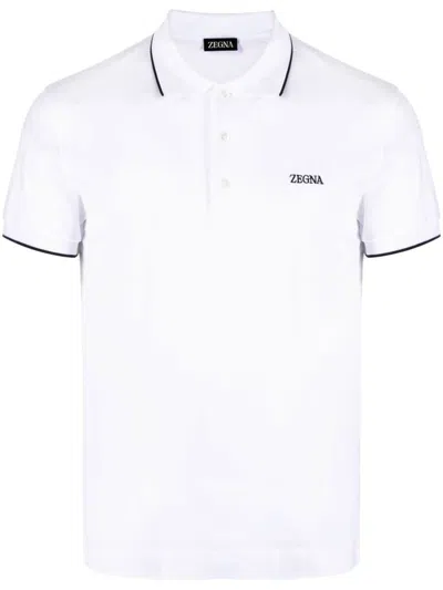 Zegna Polo Con Ricamo In White