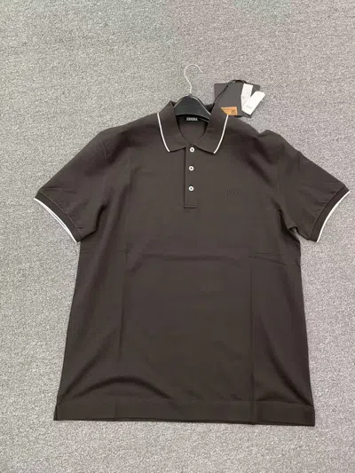 Zegna Stretch-cotton Polo Shirt In Black