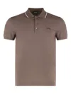 Zegna Slim Fit Cotton Polo With Short Sleeves In Brown