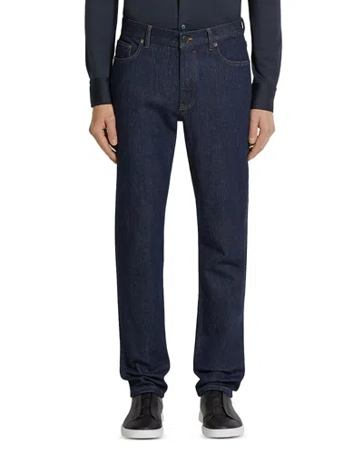 Zegna Stretch Cotton Roccia Jeans In Dark Blue