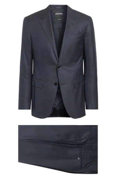 Zegna Stripe 15milmil15 Wool Suit In Blue