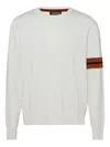 Zegna Stripe-detail Crew-neck Sweater In White