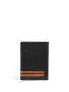 Zegna Stripe-detail Leather Passport Case In Black