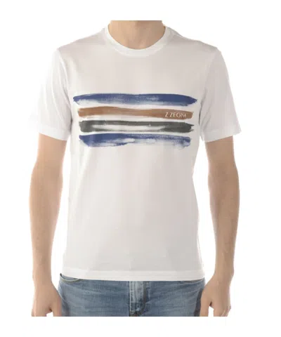 Zegna Stripe Detail T-shirt In White