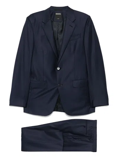 Zegna Stripe-pattern Suit In Blue