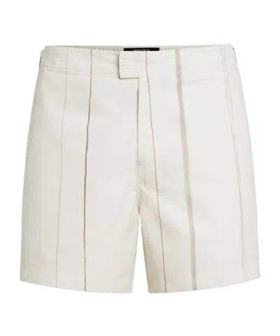 ZEGNA STRIPE PRINT BEACH SHORTS