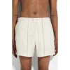 Zegna Stripe Regular Fit Swim Trunks In Iuta Beige
