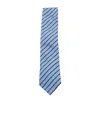 Zegna Diagonal Striped Tie Pointed Shape In Blue