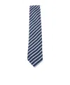Zegna Diagonal Striped Ties Standard Width In Blue