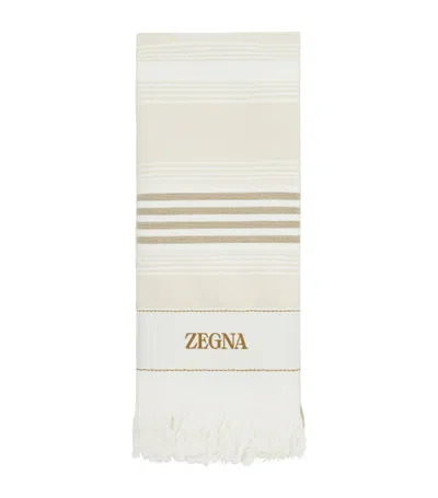 Zegna Striped Beach Towel In Neutrals