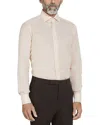 Zegna Striped Centoventimila Regular Fit Cotton Linen Blend Shirt In Neutral