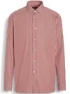 Zegna Striped Cotton Shirt In Red