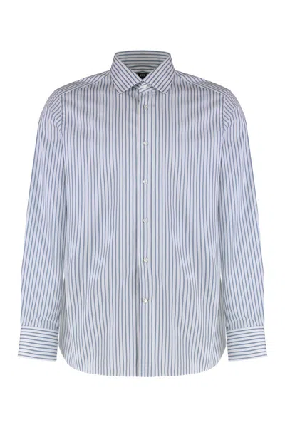 Zegna Striped Cotton Shirt In White