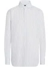 Zegna Centoventimila Striped Cotton Shirt In White