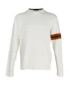 Zegna Stripe-detail Crew-neck Sweater In White