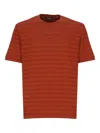 Zegna Striped Pattern Crew Neck T-shirt In Brown
