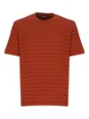 Zegna Striped Pattern Crew Neck T-shirt In Orange