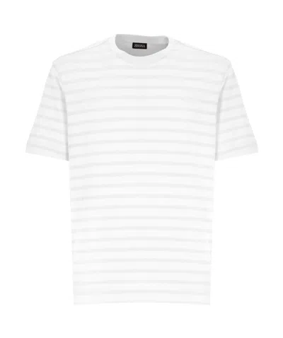 Zegna Striped Crewneck T-shirt In White
