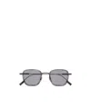 Zegna Striped Grey Havana Titanium And Acetate Sunglasses In Gray