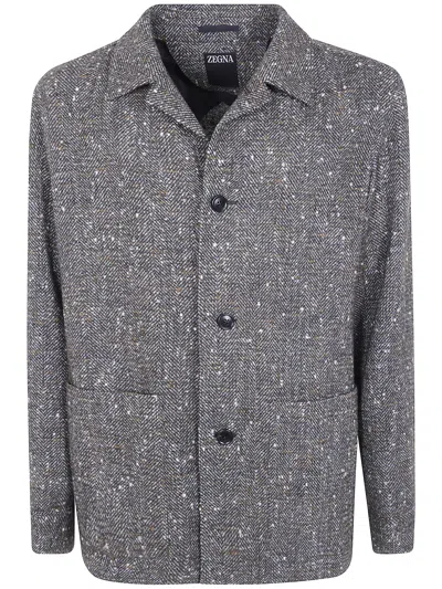 Zegna Striped Jacket "z Luxury Tailoring" Regular Chore In Gray