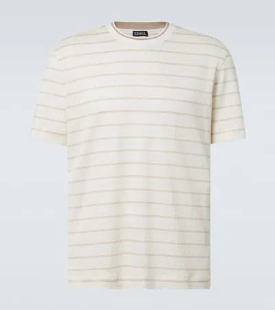 Zegna T-shirt Aus Einem Leinengemisch In Neutral