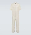 Zegna Elasticized Waist Regular Fit Linen Pants In Stripes A