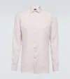 Zegna Striped Oasi Lino Shirt In Neutrals