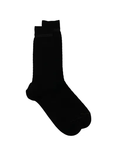 Zegna Striped Mid-calf Socks In Black