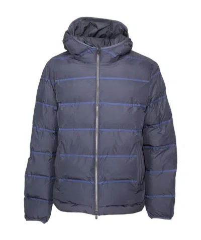 Zegna Striped Padded Jacket In Gray