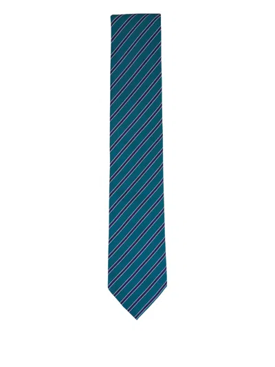 Zegna Striped-pattern Tie In Blue