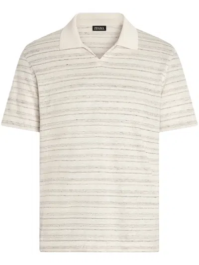 Zegna Cotton-silk Polo Shirt In White