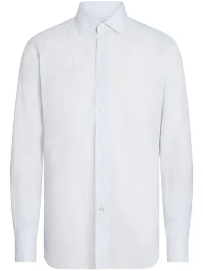 Zegna Striped Shirt In Blue
