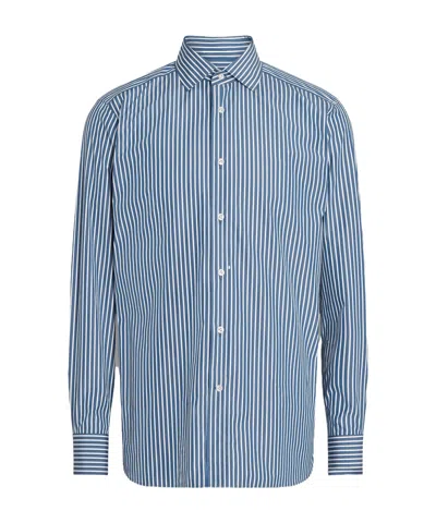 Zegna Striped Shirt In Blue