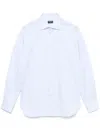 Zegna Utility Blue And White Micro-striped Centoventimila Cotton Shirt In Blue