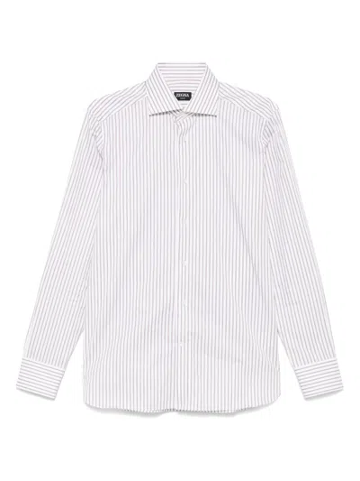 Zegna Striped Shirt In White