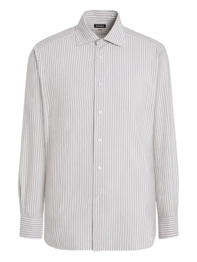 ZEGNA STRIPED SILK-COTTON SHIRT