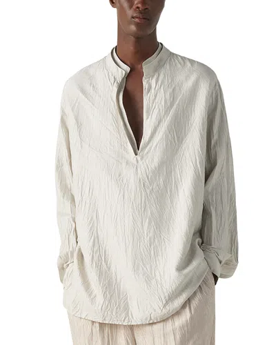 Zegna Striped Silk Shirt In White