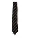 Zegna Striped Silk Tie In Black