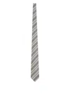 Zegna Striped Silk Tie In Gray