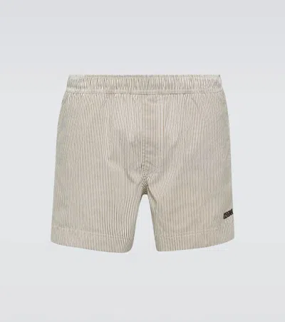Zegna Embroidered Swim Trunks In White