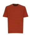 Zegna Striped Pattern Crew Neck T-shirt In Red