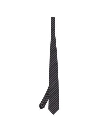 Zegna Striped Tie In Black