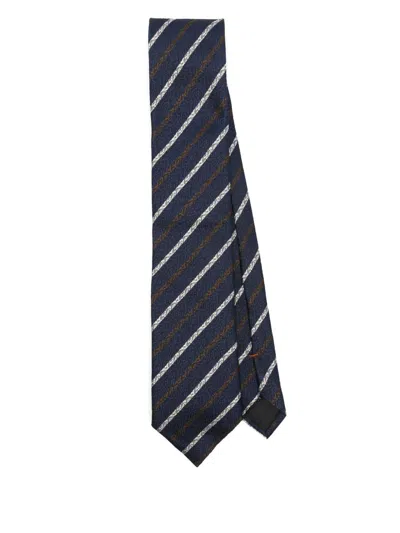 Zegna Striped Tie In Blue