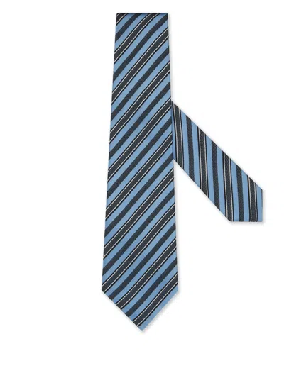 Zegna Striped Tie In Blue