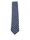 Zegna Diagonal Striped Ties Standard Width In Blue