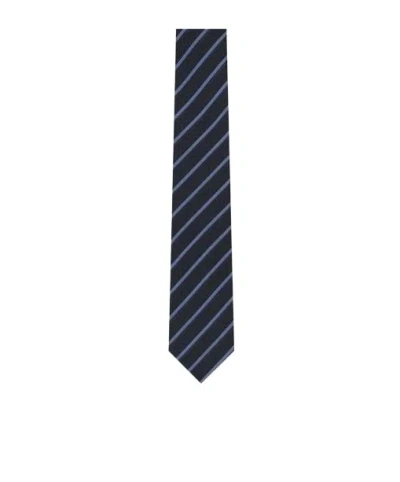 Zegna Striped Tie In Blue