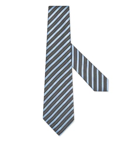 Zegna Striped Tie In Blue
